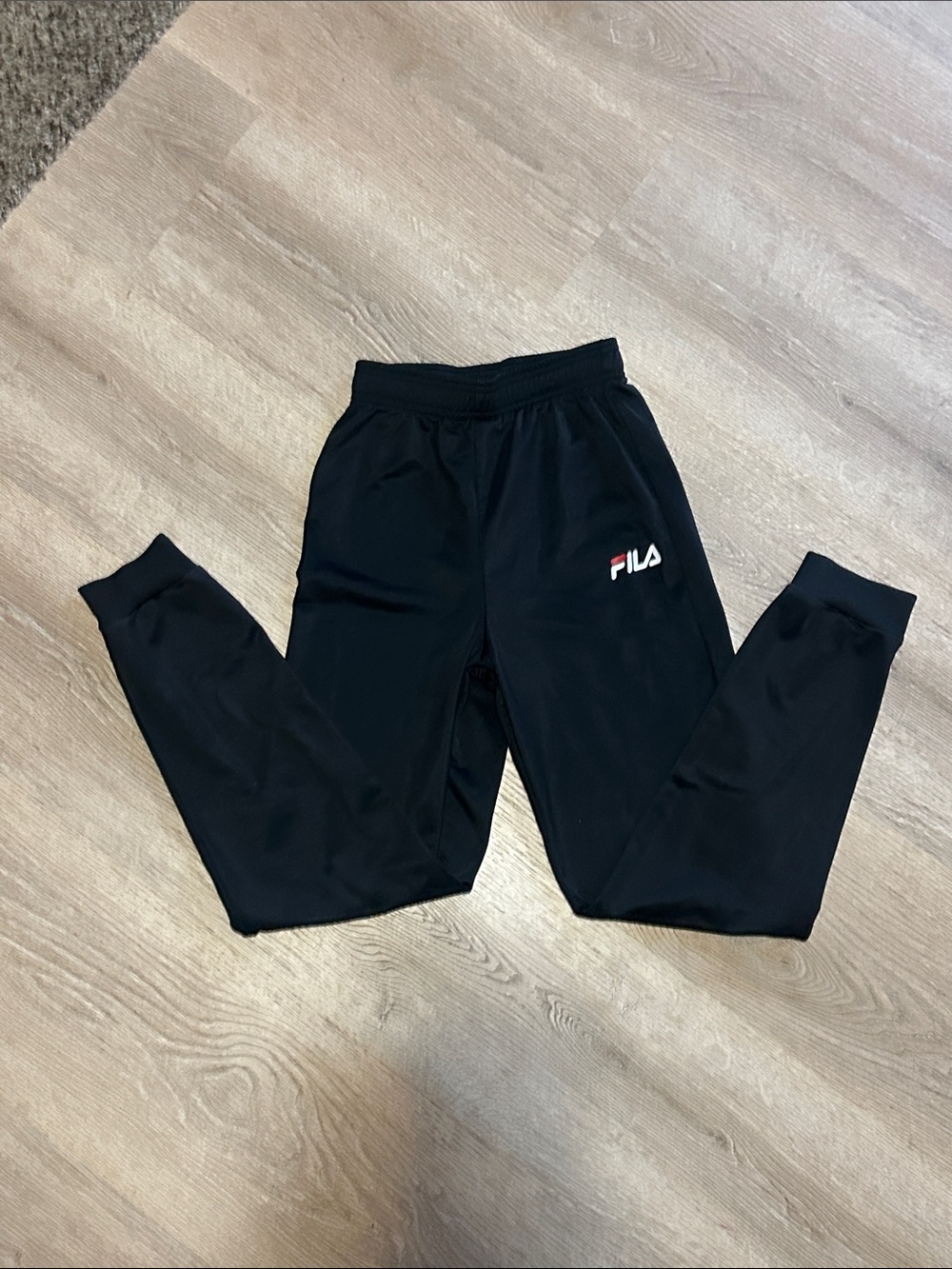 Fila Kids Black Sweatpants with Small White and Red Logo